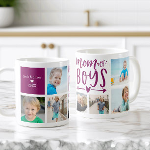 Cute Mom of Boys Photo Collage Coffee Mug