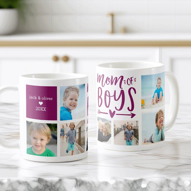Cute Mom of Boys Photo Collage Coffee Mug (Creator Uploaded)