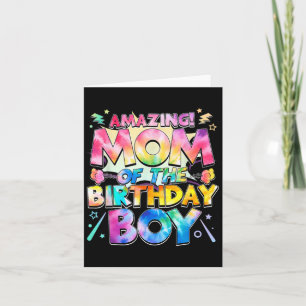 Cute Mom Of The Birthday Boy Tie Dye Matching Card