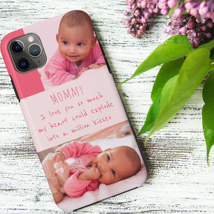 Cute Mom Poem with 2 Baby Girl Photos Pink Case-Mate iPhone Case