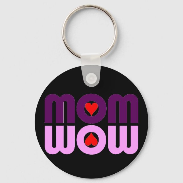 Cute Mom reflection with hearts Keychain (Front)
