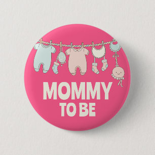 Cute Mom To Be Custom Pink Baby Shower Party 2 Inch Round Button