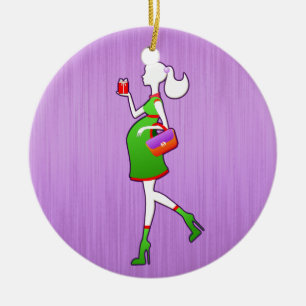 Cute Mom To Be Maternity Personalized Dated Ceramic Ornament