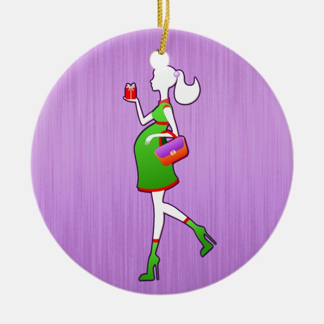 Cute Mom To Be Maternity Personalized Dated Ceramic Ornament (Front)