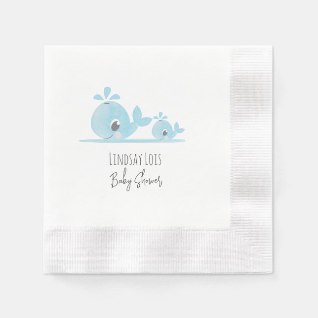 Cute Mom Whale Baby Whale Baby Shower  Napkin (Front)