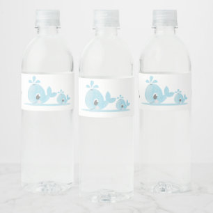 Cute Mom Whale Baby Whale Baby Shower  Water Bottle Label