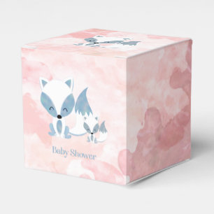 Cute Momma and Baby Fox Baby Shower Favor Box