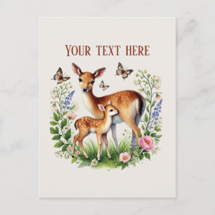 Cute Momma baby deer add text  Postcard