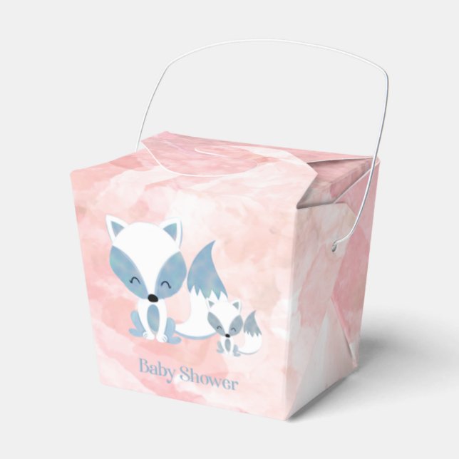 Cute Momma Fox and Baby Fox Baby Shower Favor Box (Front Side)