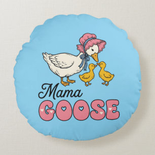 Cute Momma goose word art Round Pillow