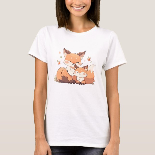 Cute mommy and baby fox T-Shirt (Front)