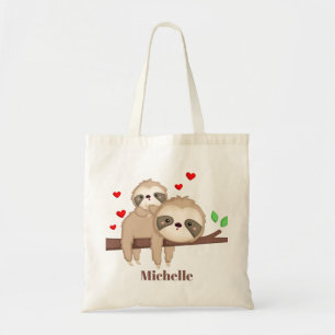 Cute Mommy and baby sloth girls kids Tote Bag