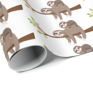 Cute Mommy and baby unisex sloth wrap Wrapping Paper