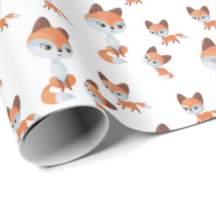 cute Mommy baby fox tiled Wrapping Paper