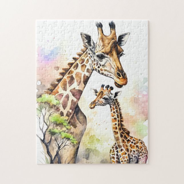 Cute Mommy & Baby giraffe  Jigsaw Puzzle (Vertical)