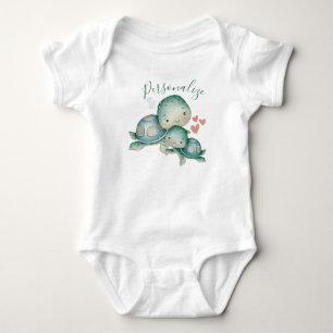 Cute Mommy Baby Sea Turtle Green Personalize Bodysuit