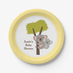 Cute Mommy Koala Bear Baby Shower Party Paper Plate