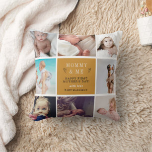 Cute Mommy & Me Photo Collage – 1st Mother’s Day Throw Pillow