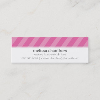 CUTE MOMMY PLAYDATE CONTACT simple stripe pink Calling Card