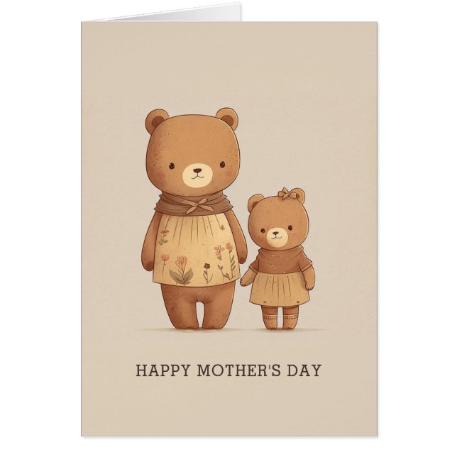 Cute Mommy Teddy Bear et Baby animal. Fête des mèr (Devant)