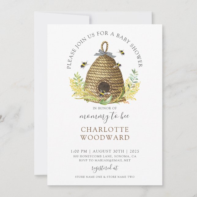 Cute Mommy To Bee Baby Shower Invitation (Front)