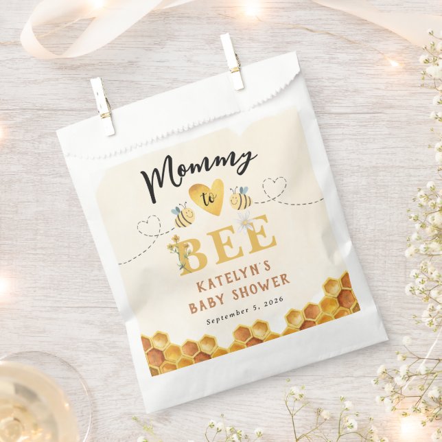 Cute Mommy to Bee Gender Neutral baby shower Favour Bag (Clipped)
