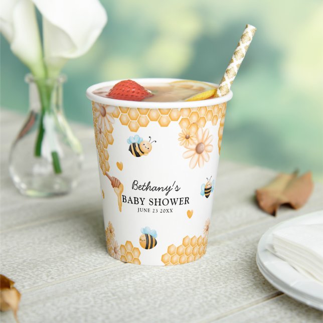Cute Mommy-to-Bee Summer Baby Shower Paper Cups (Insitu)