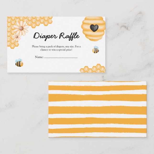 Cute Mommy-to-Bee Summer Diaper Raffle Enclosure Card (Front/Back)