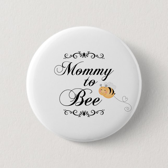 Cute mommy to bee swirls pinkback button (Front)