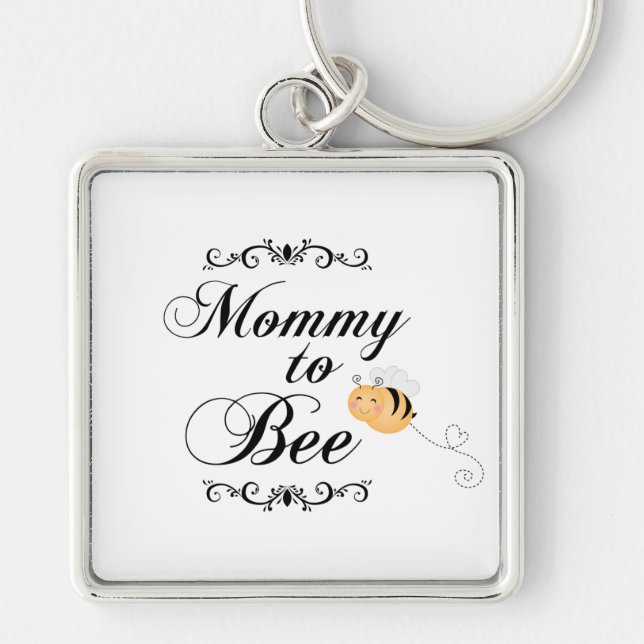Cute mommy to bee swirls premium square keychain (Front)
