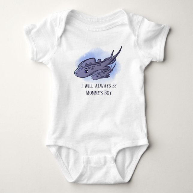 cute Mommy's boy stingray  Baby Bodysuit (Front)