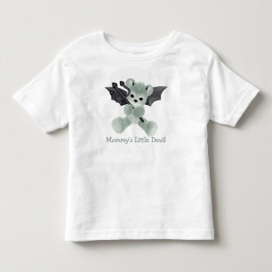 Cute Mommy's Little Devil Green Teddy Toddler T-shirt