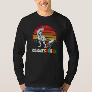 Cute Mommysaurus T Rex Dinosaur Mommy Autism Aware T-Shirt