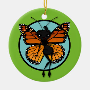 CUTE MONARCH BUTTERFLY CIRCLE HOLIDAY ORNAMENT