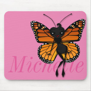 CUTE MONARCH BUTTERFLY LADY HORIZONTAL MOUSE PAD