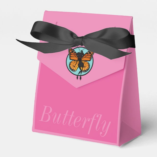 CUTE MONARCH BUTTERFLY LADY TENT FAVOR BOX (Front Side)