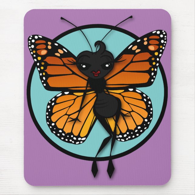 CUTE MONARCH BUTTERFLY LADY VERTICAL MOUSE PAD (Front)
