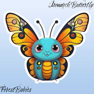 Cute Monarch Butterfly Whimsical Cartoon Graphic