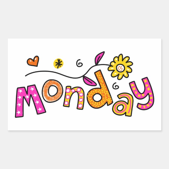 Cute Monday Week Day Greeting Text Expression Sticker (Front)