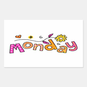 Cute Monday Week Day Greeting Text Expression Sticker
