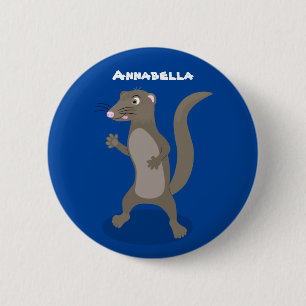 Cute mongoose cartoon illustration 2 inch round button