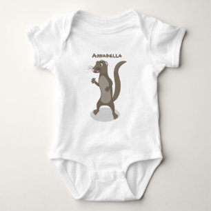 Cute mongoose cartoon illustration baby bodysuit