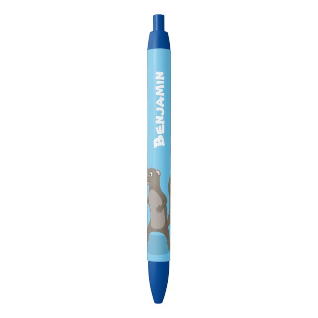 Cute mongoose cartoon illustration black ink pen (Front Vertical)