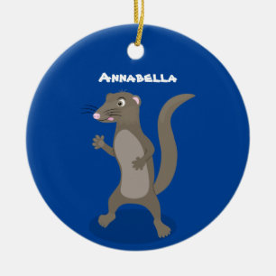 Cute mongoose cartoon illustration ceramic ornament