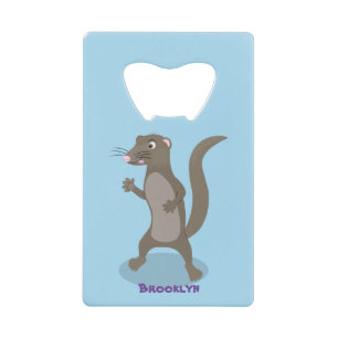Cute mongoose cartoon illustration credit card bottle opener