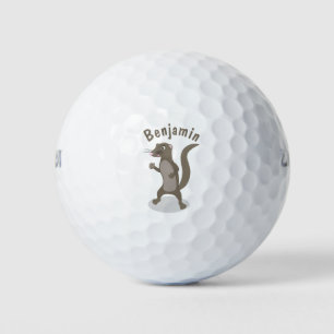 Cute mongoose cartoon illustration golf balls