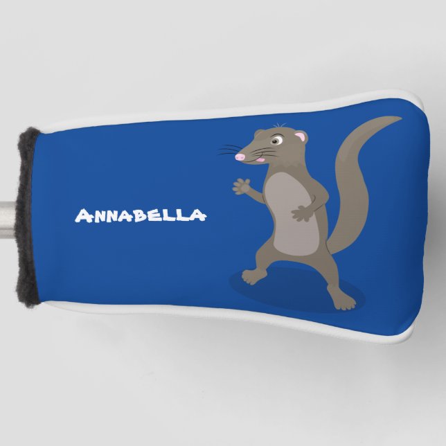 Cute mongoose cartoon illustration golf head cover (Front)