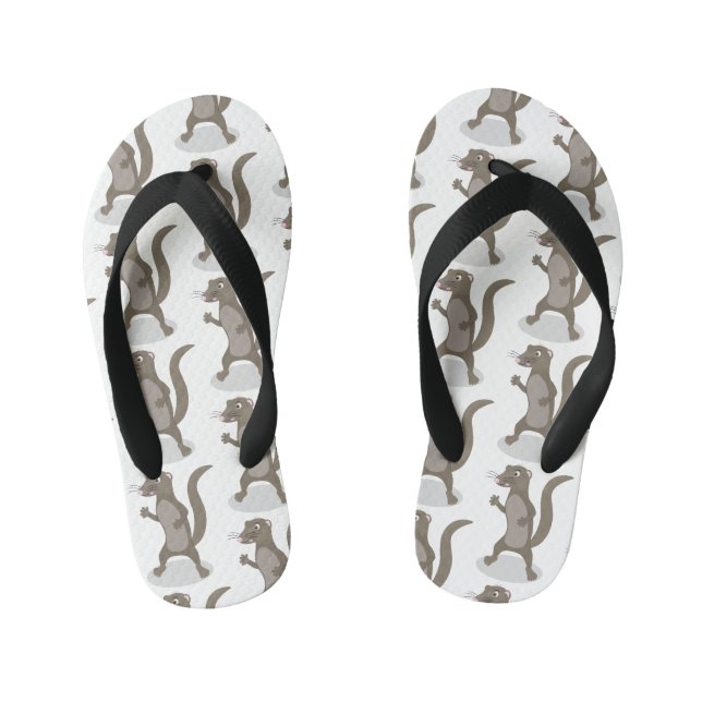 Cute mongoose cartoon illustration kid's flip flops (Footbed)