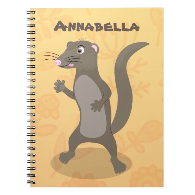 Cute mongoose cartoon illustration notebook (Front)