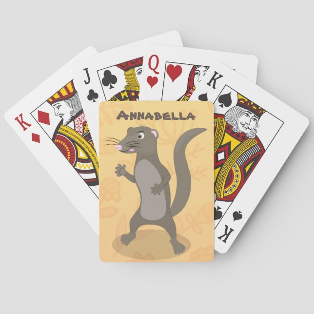 Cute mongoose cartoon illustration playing cards (Back)